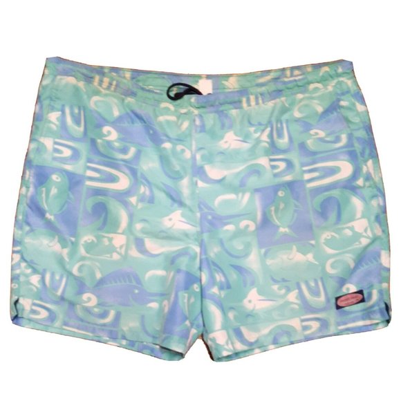 Vineyard Vines Other - Vineyard Vines Mens Size XL Lined Swim Trunks Mint Green Blue Fish Themed *STAIN
